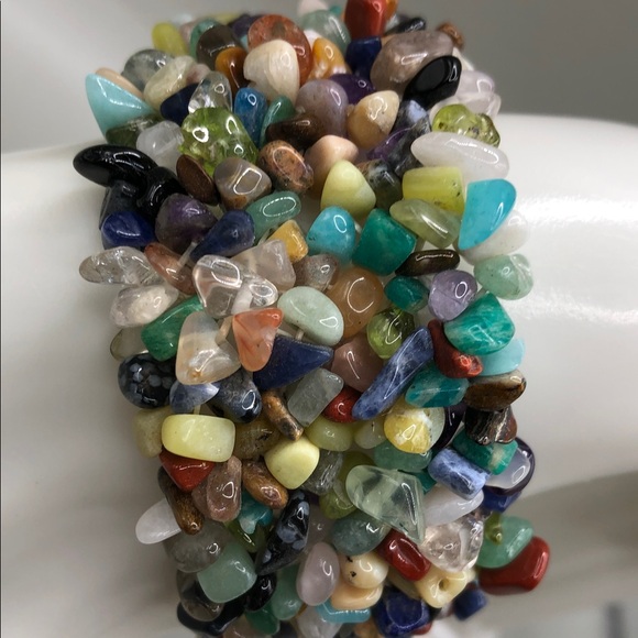 Natural stone gemstone bead stretch bracelets lot 3 quartz jasper sodalite boho - Picture 4 of 7